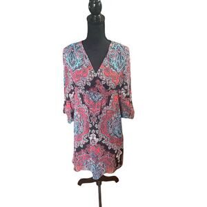 INC International Concepts Slit-Sleeve Geometric Dress – Multicolor, Size M